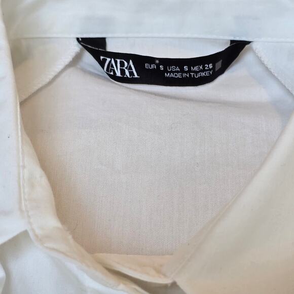 ZARA Padded Should Crop Button-up Sleeveless Top Sz Small - Picture 8 of 8